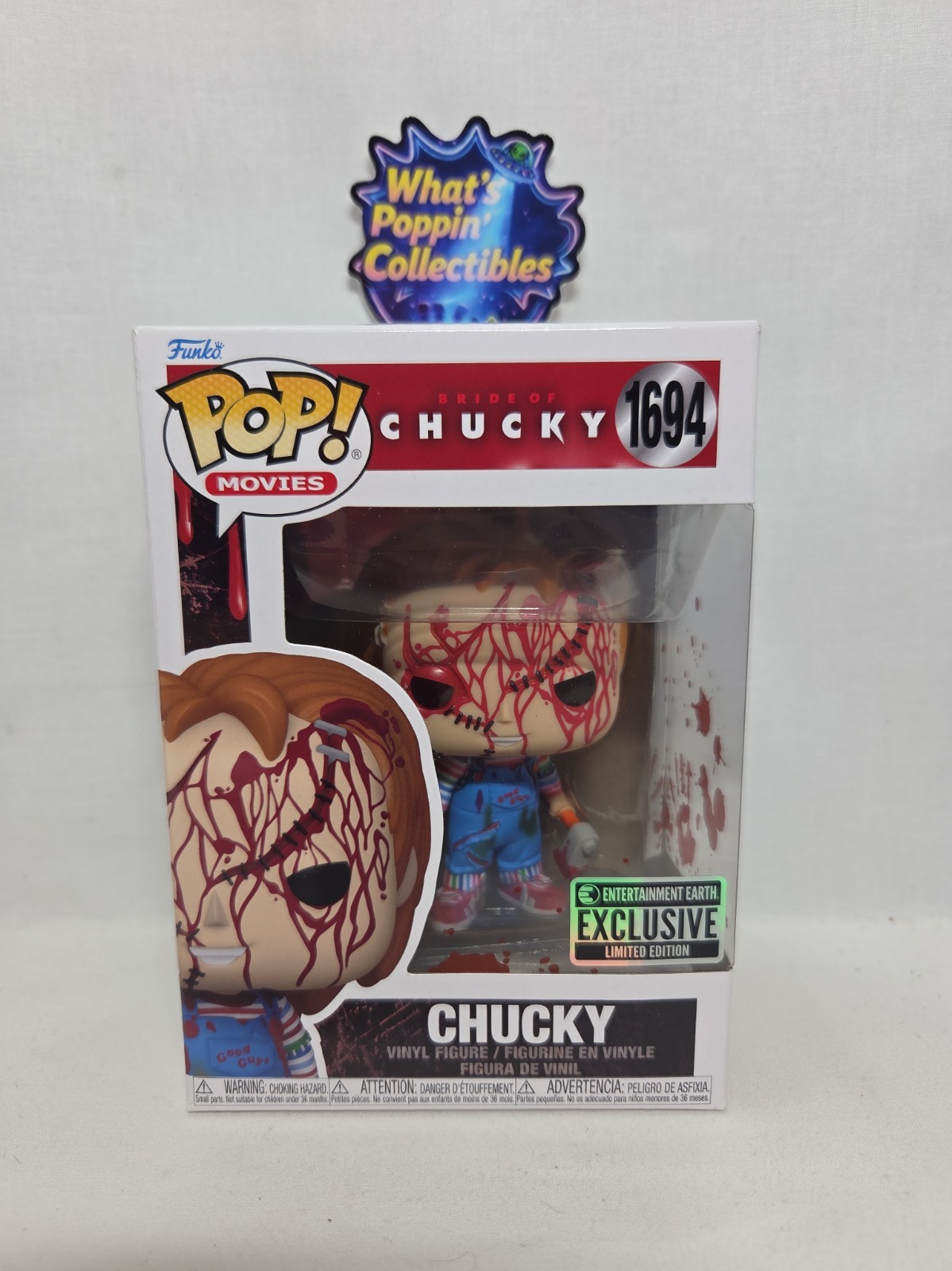 Funko Pop Vinyl: Bride of Chucky Chucky (Bloody) #1694 Exclusive With Protector
