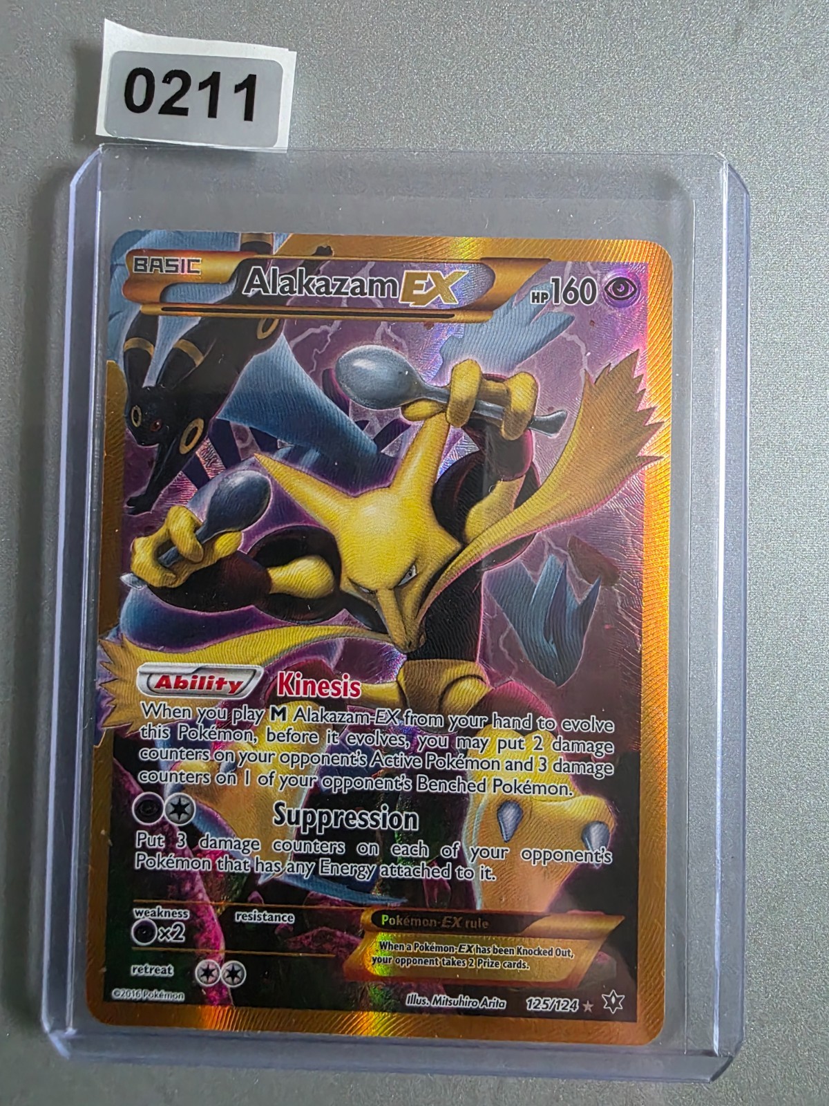 2016 Pokemon Alakazam EX 125/124 XY Fates Collide SR Secret Rare English Ex-Nm