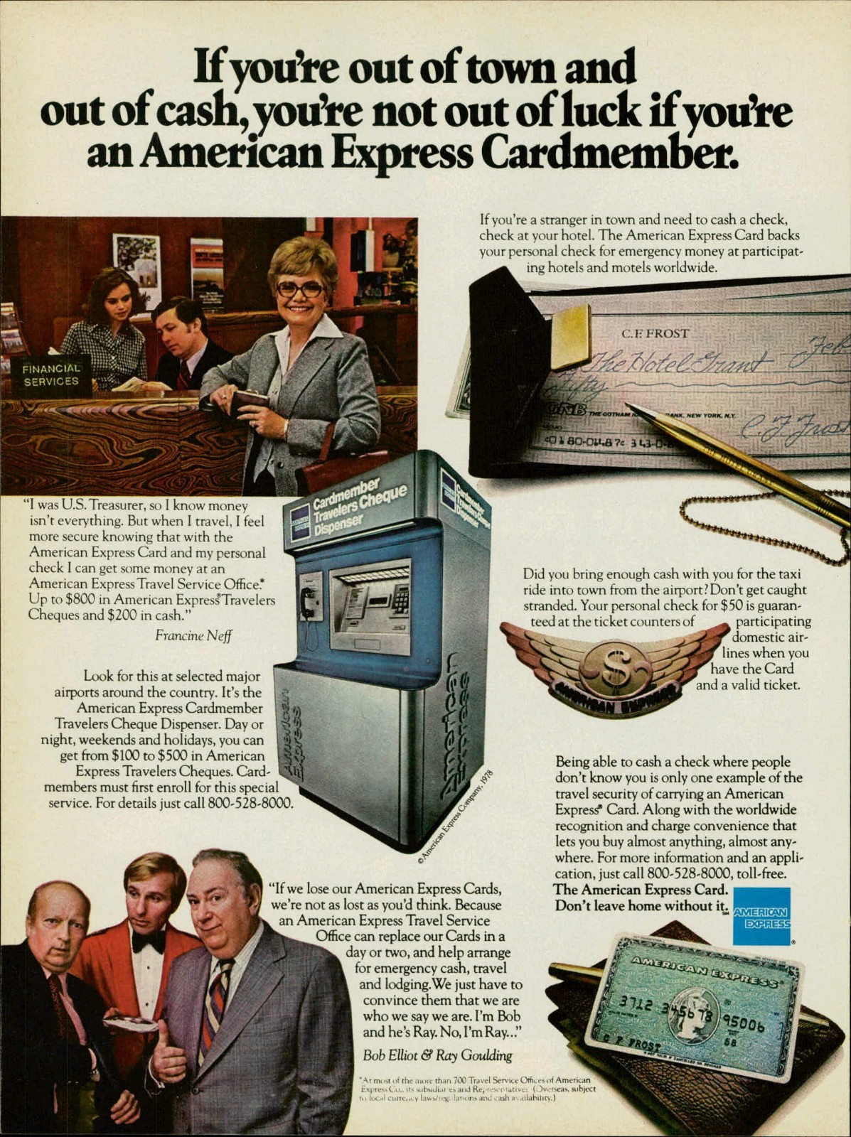 1978 Vintage Print Ad American Express Card US Treasurer Francine Neff Promo Art