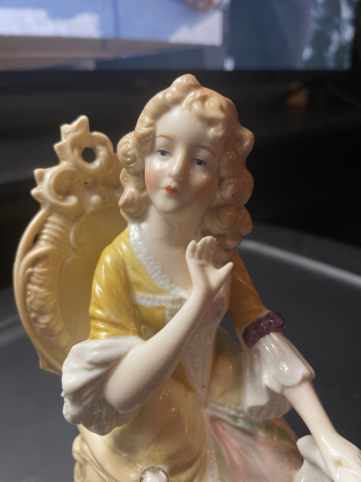 Vintage Germany Porcelain Lady Figurine Victorian Chair