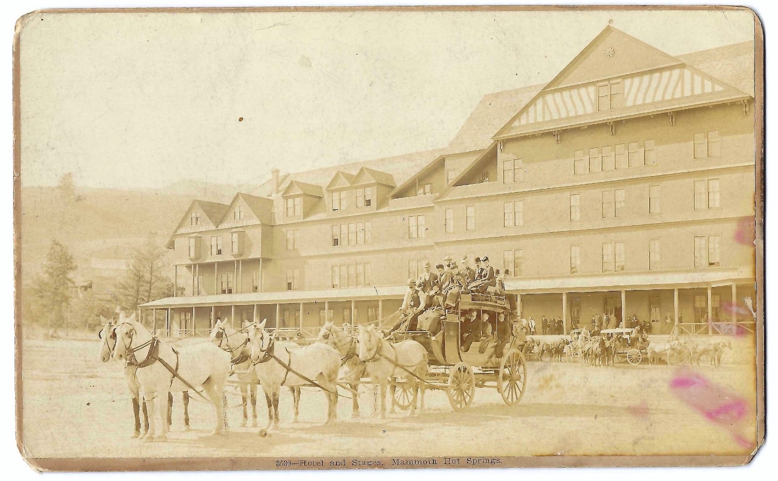 Original Frank Jay Haynes Photograph STAGECOACH, HOTEL, MAMMOTH HOT SPRINGS 1880 Original Frank Jay Haynes Photograph STAGECOACH, HOTEL, MAMMOTH HOT SPRINGS 1880