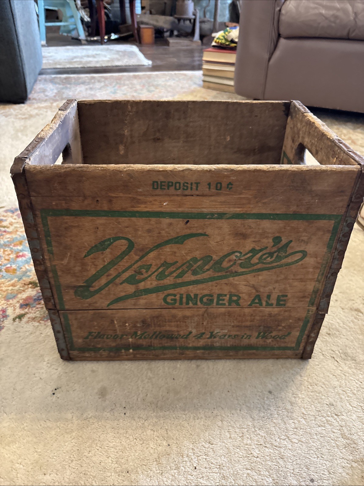 Vintage Vernors Wood Ginger Ale Crate Detroit Michigan 
