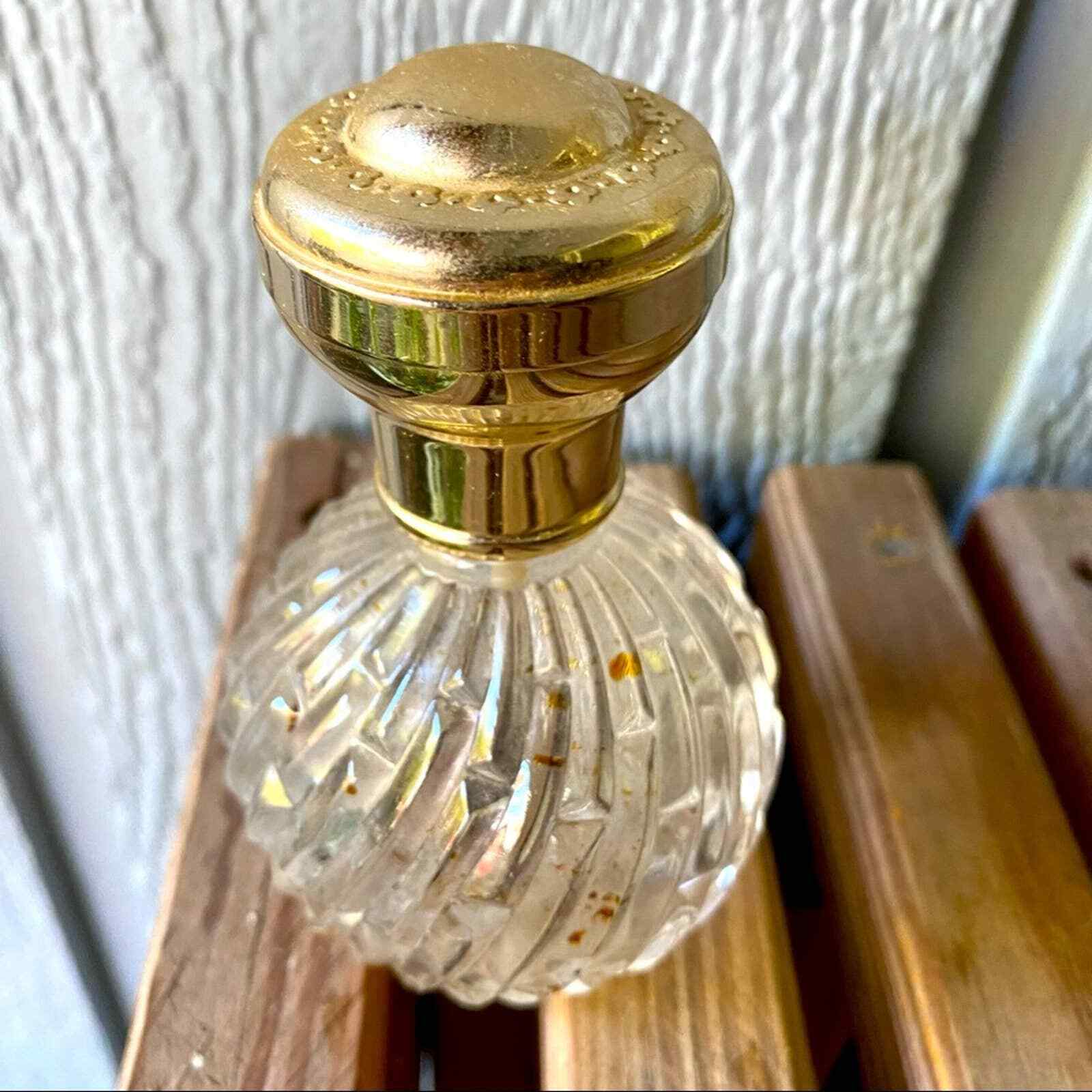 Vintage Fragrance Bottle Gold Top Perfume Jar Textured Hollywood Regency Retro