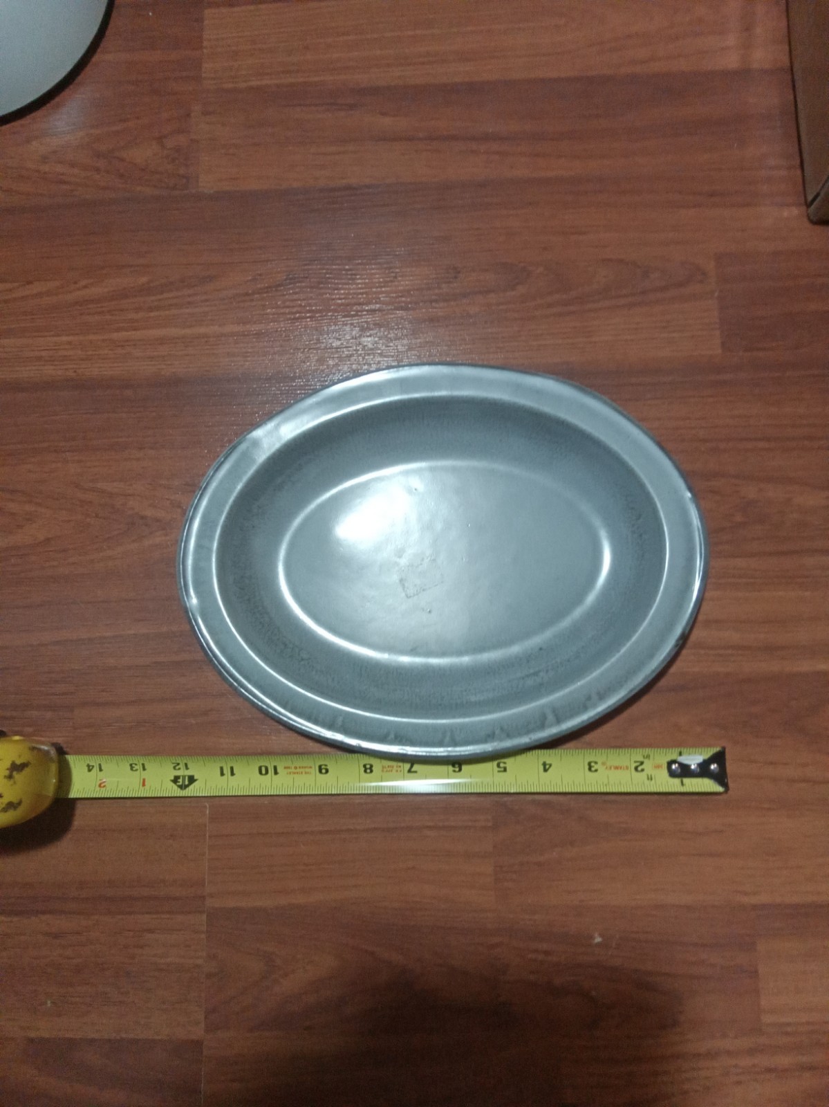 Antique Gray Graniteware Platter (12 inches wide)