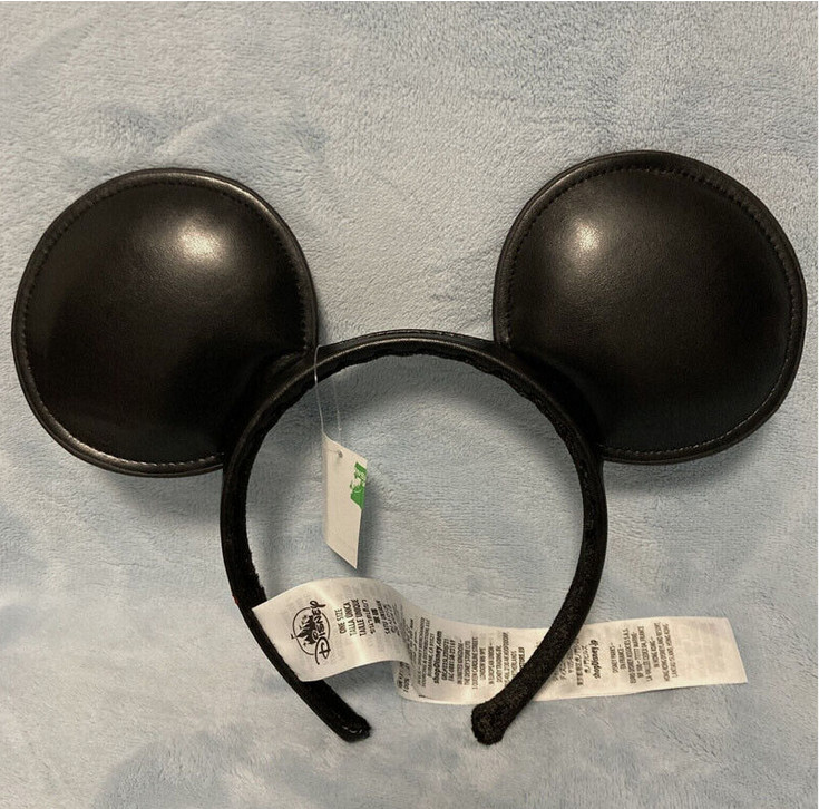 Authentic Disney Mickey Mouse Solid Black Faux Leather Ear Headband 2024 Hot Authentic Disney Mickey Mouse Solid Black Faux Leather Ear Headband 2024 Hot
