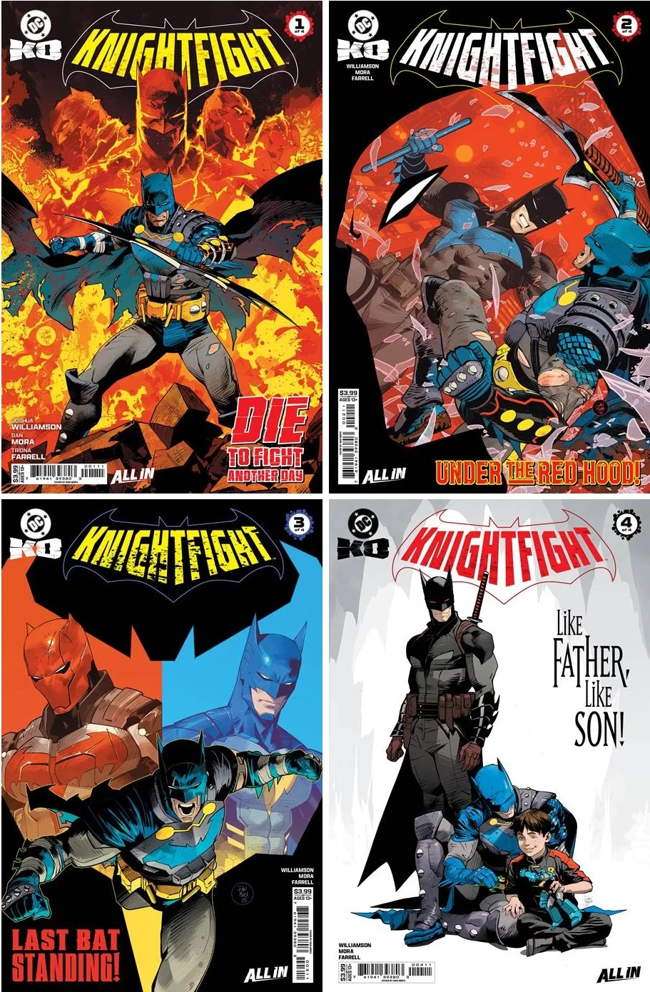 DC KO KNIGHTFIGHT #1,2,3,4 DAN MORA MAIN COVER SET (2026) ~ DC COMICS DC KO KNIGHTFIGHT #1,2,3,4 DAN MORA MAIN COVER SET (2026) ~ DC COMICS