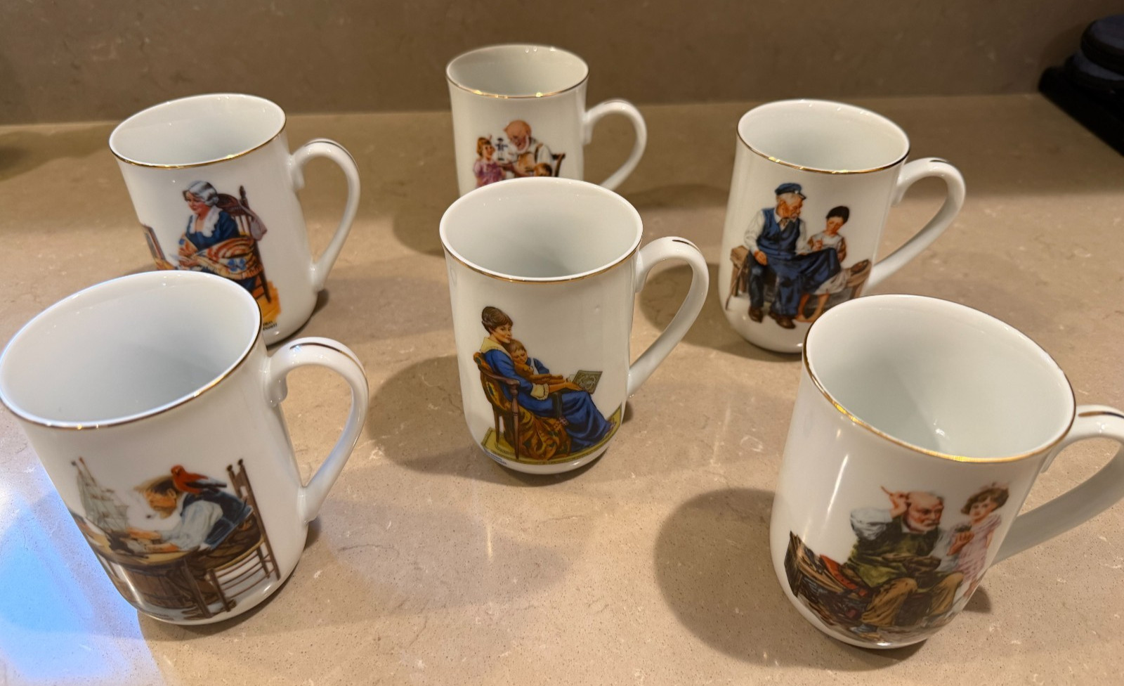 Vintage 1982 Norman Rockwell Museum Mugs (Set of 6)- Excellent Condition