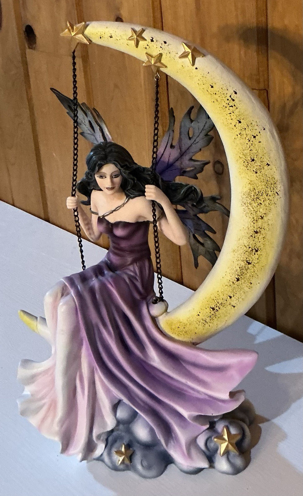 Pacific Giftware Beautiful Fairy Swinging On The Moon, Purple Dress 13”; #91989 Pacific Giftware Beautiful Fairy Swinging On The Moon, Purple Dress 13”; #91989