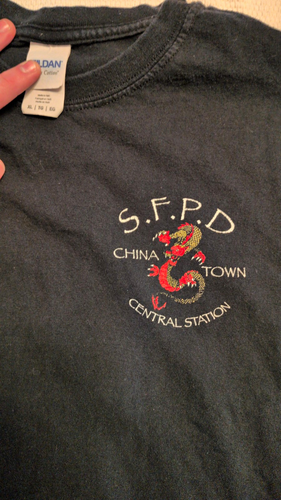 San Francisco Police Chinatown Central Station Dragon Graphic Black T-Shirt XL