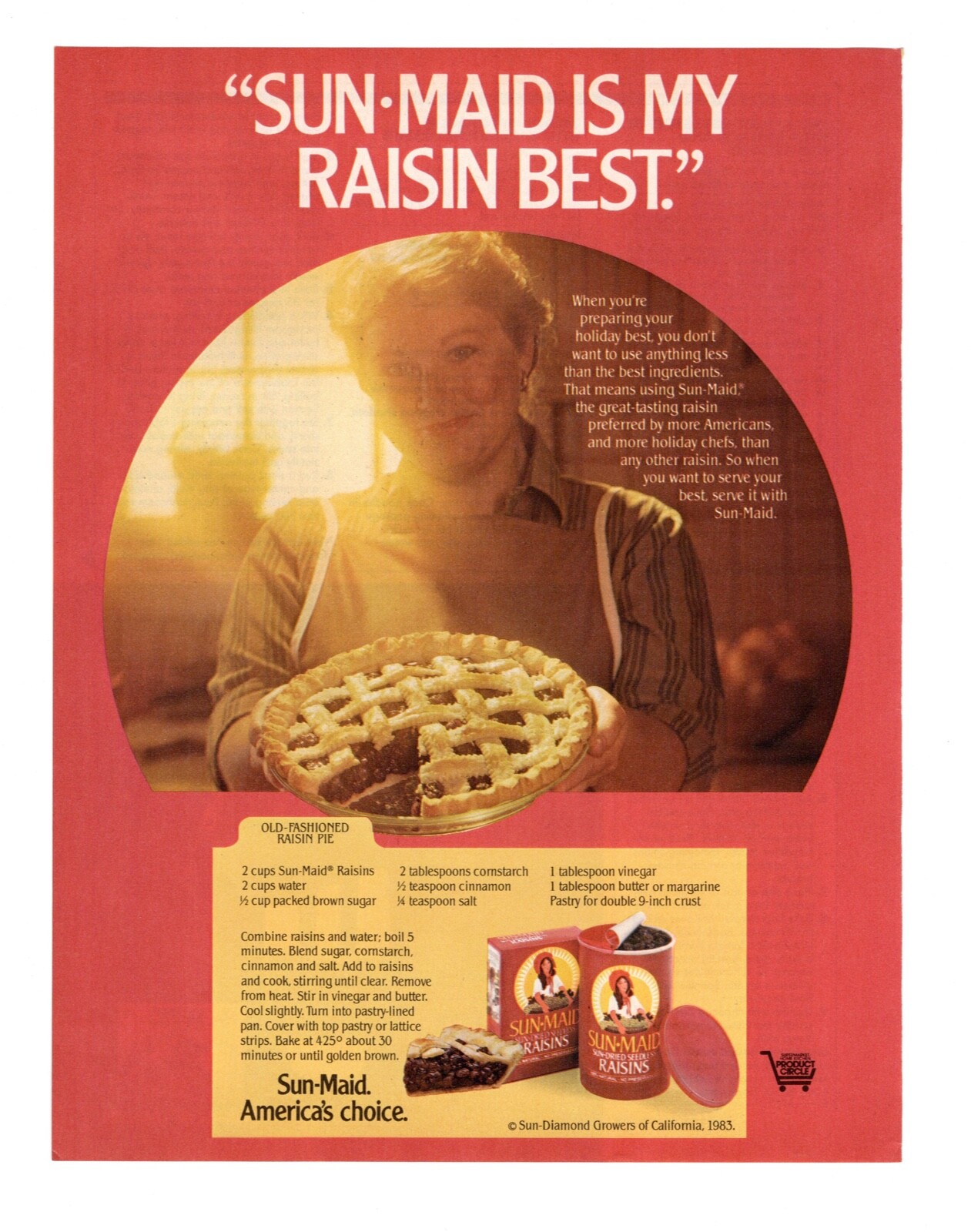 Vintage 1970s mag print ad SUN-MAID Raisins healthy snack kitchen decor