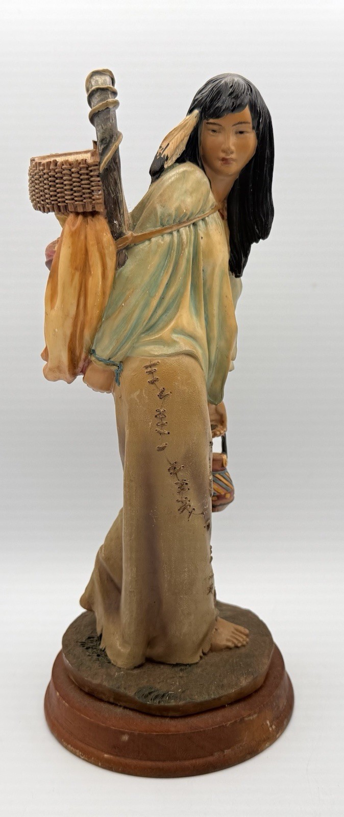 Vtg. Native American Mother & Child Resin Figurine 11.5\