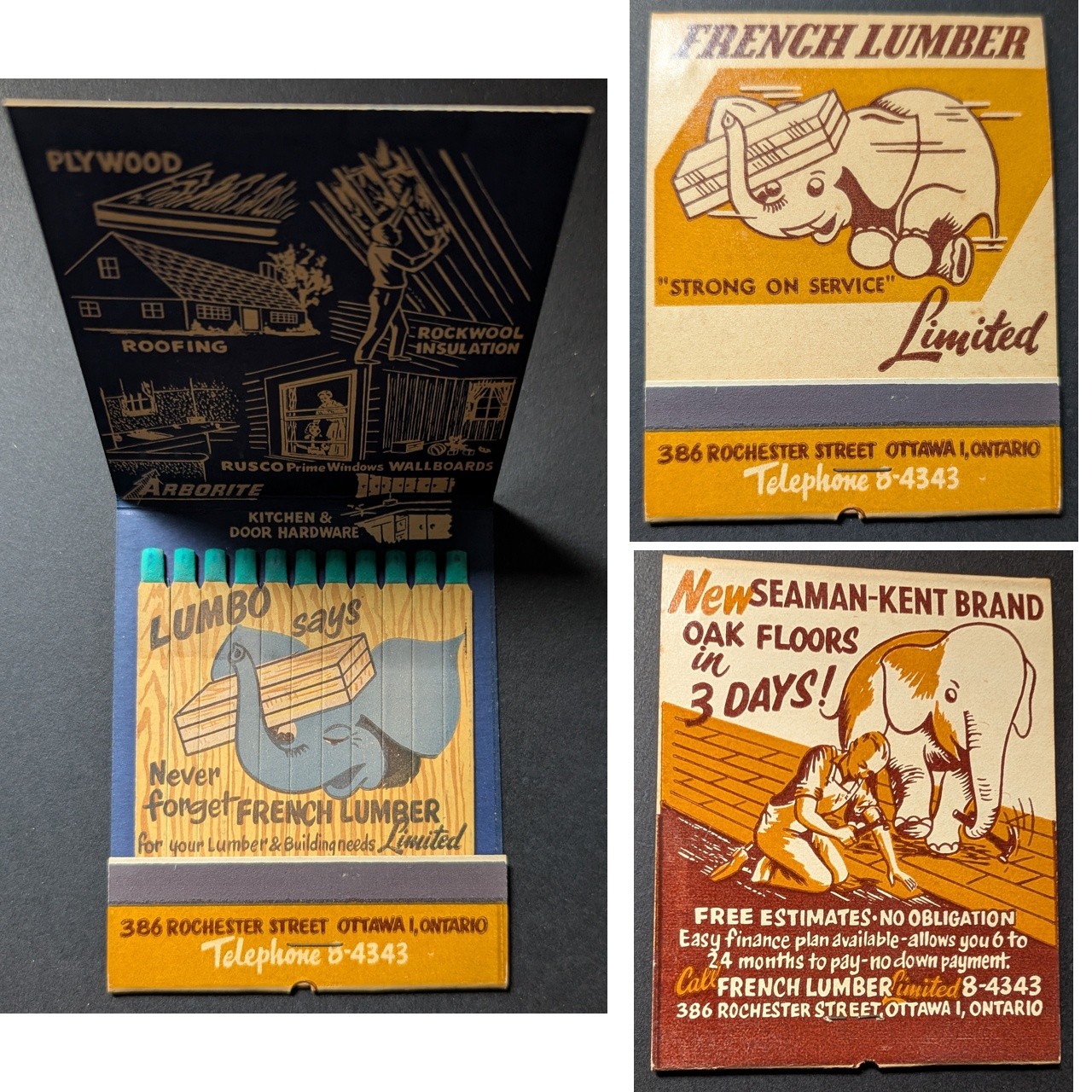 Giant Feature Matchbook French Lumber Limited Ottawa ON