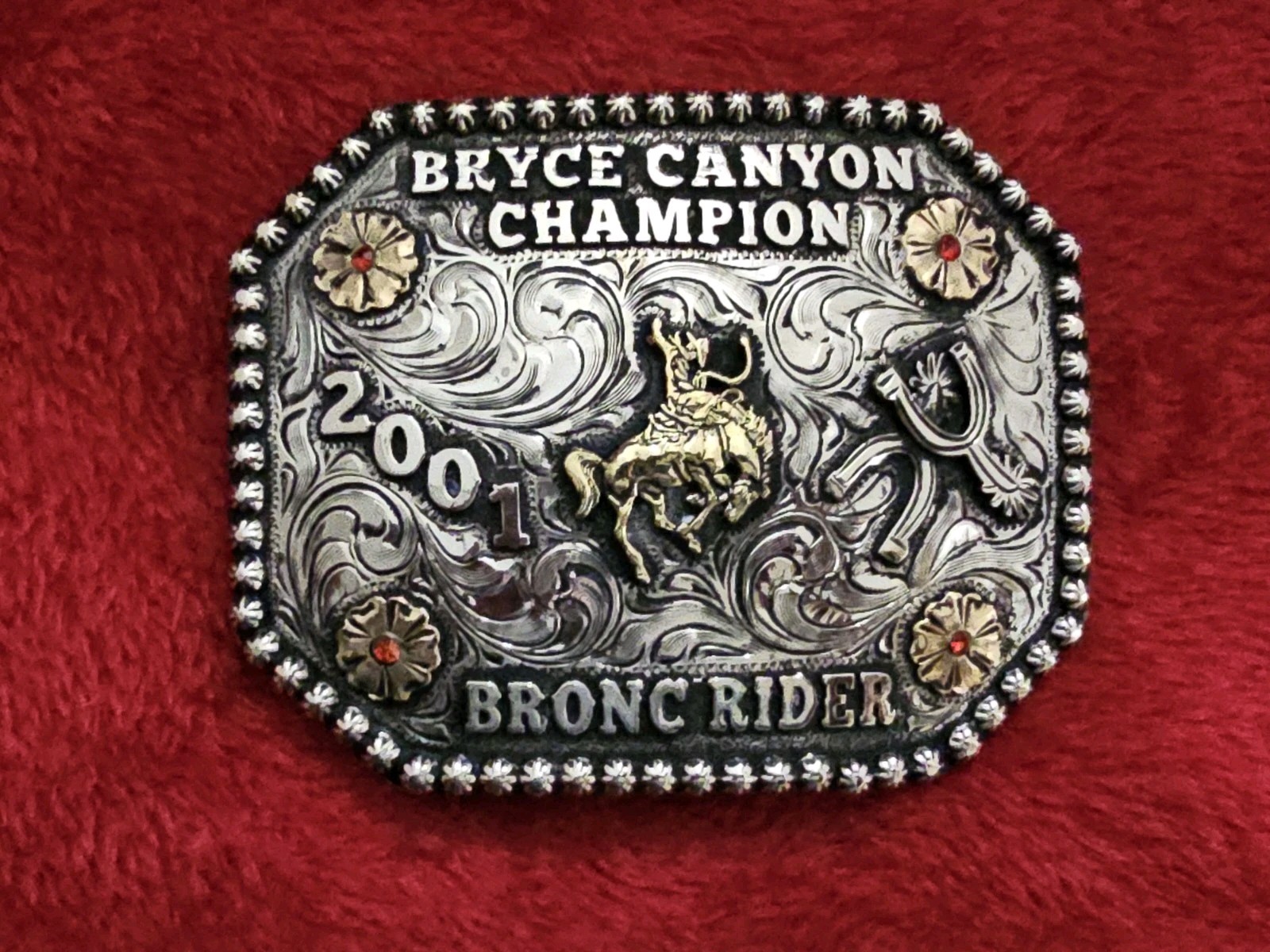 X~Treme Rodeo Champion☆Bronc Riding☆2001☆ TROPHY BUCKLE☆Bryce Canyon☆RARE☆882