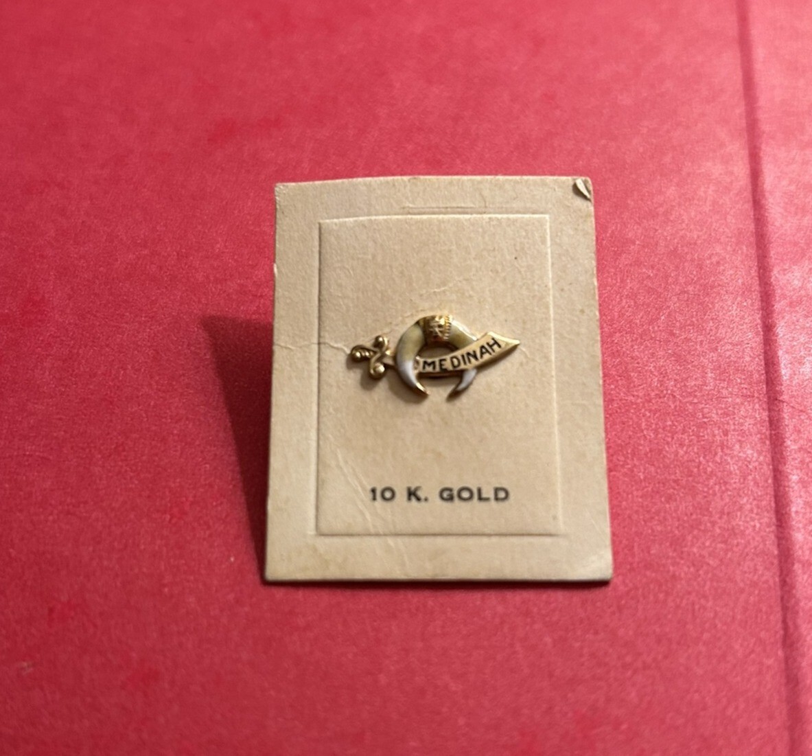 Vintage Masonic Medinah Pin Saber Crescent Moon Screw Back Never Used