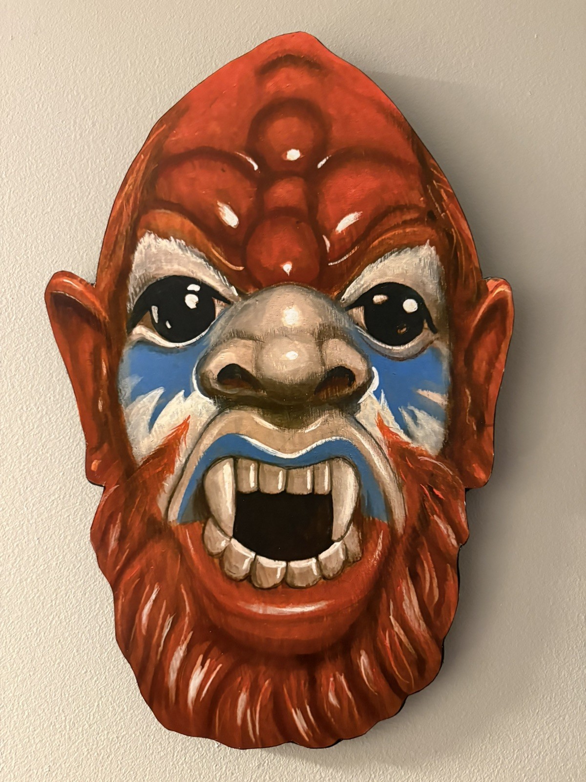 Signed Fan Art mounted wood Beast Man print Signed Fan Art mounted wood Beast Man print