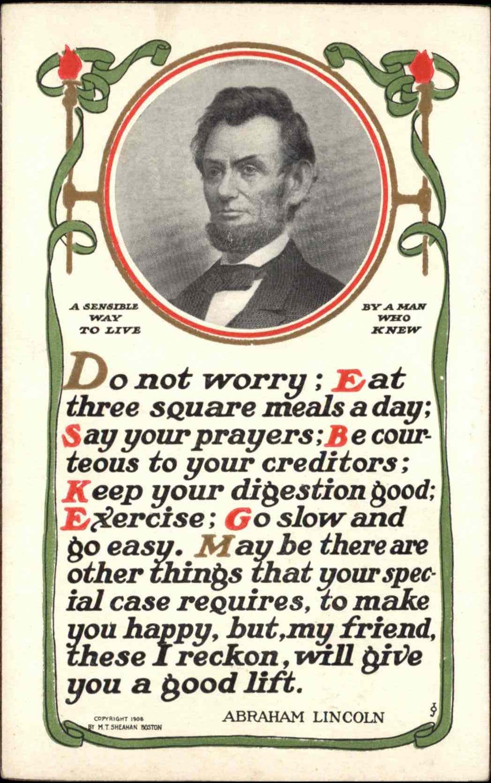 Patriotic Abraham Lincoln Quote Portrait Vintage Postcard Patriotic Abraham Lincoln Quote Portrait Vintage Postcard
