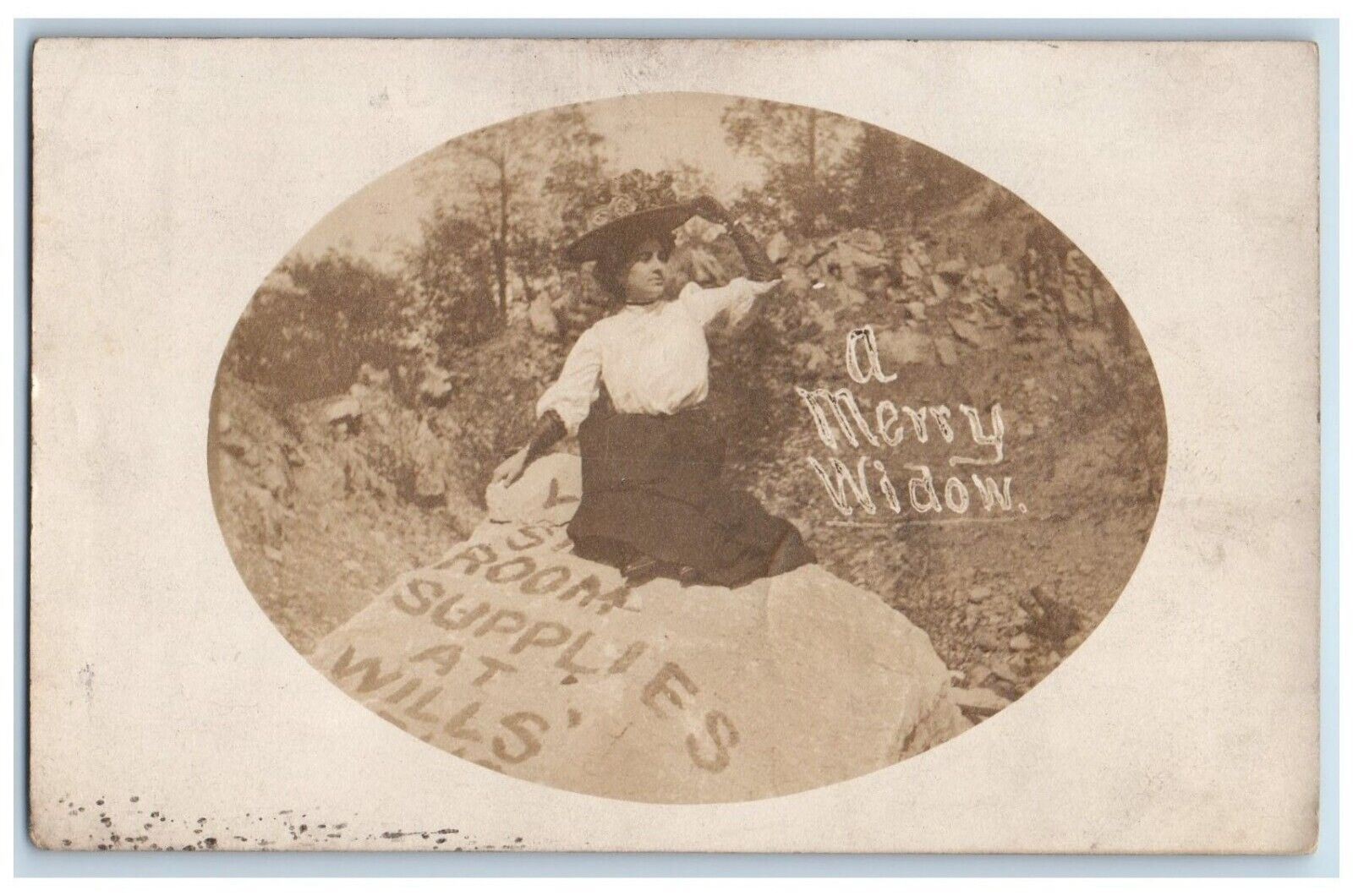 1908 Girl Merry Widow Macabe Dark Humor Covington VA RPPC Photo Antique Postcard 1908 Girl Merry Widow Macabe Dark Humor Covington VA RPPC Photo Antique Postcard