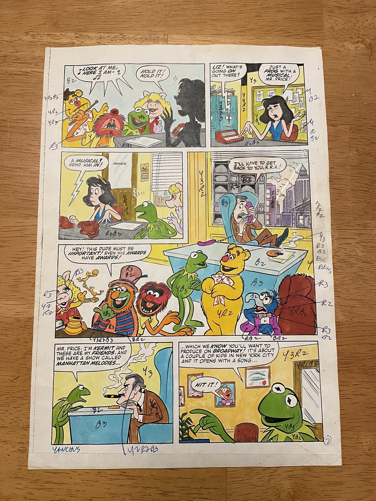 MUPPETS TAKE MANHATTAN #1 comic ART color guide KERMIT PIGGY GONZO FOZZIE 