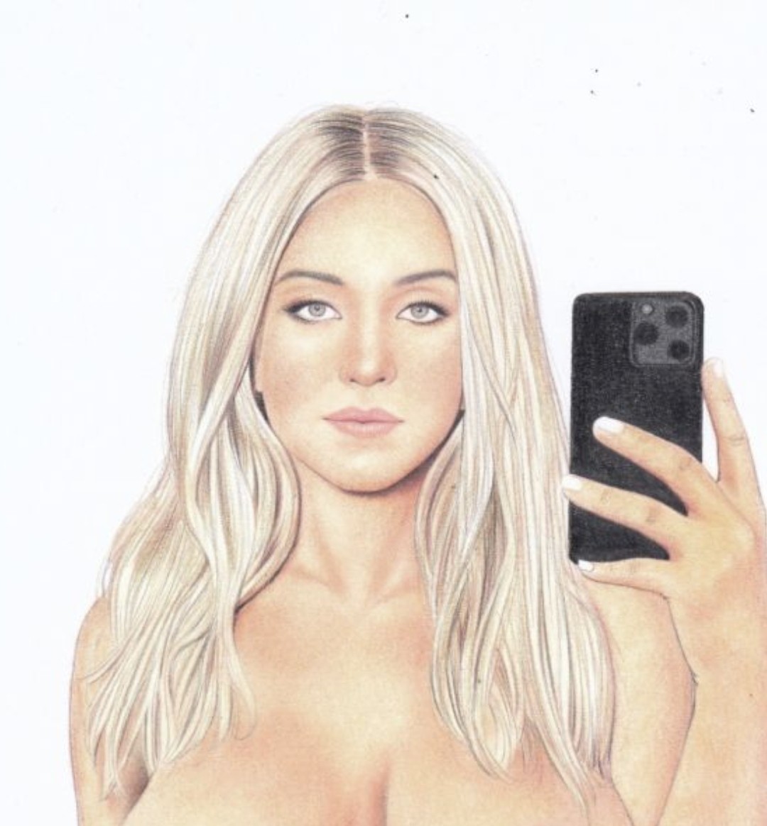 Sydney Sweeney Selfie Original Sexy Pin-Up Art By Tim Grayson Euphoria