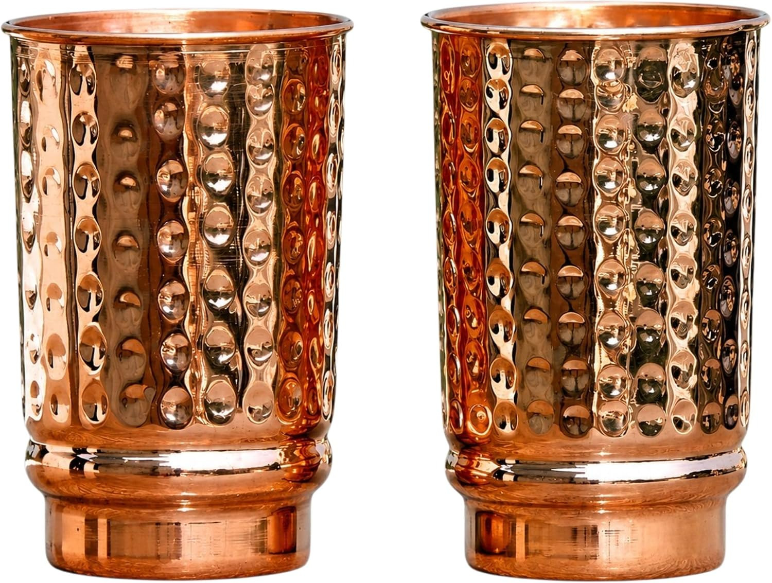 Pure Copper Hammered Drinking Cups - Ayurvedic Health Tumblers – 2 Pcs. Set -LAC