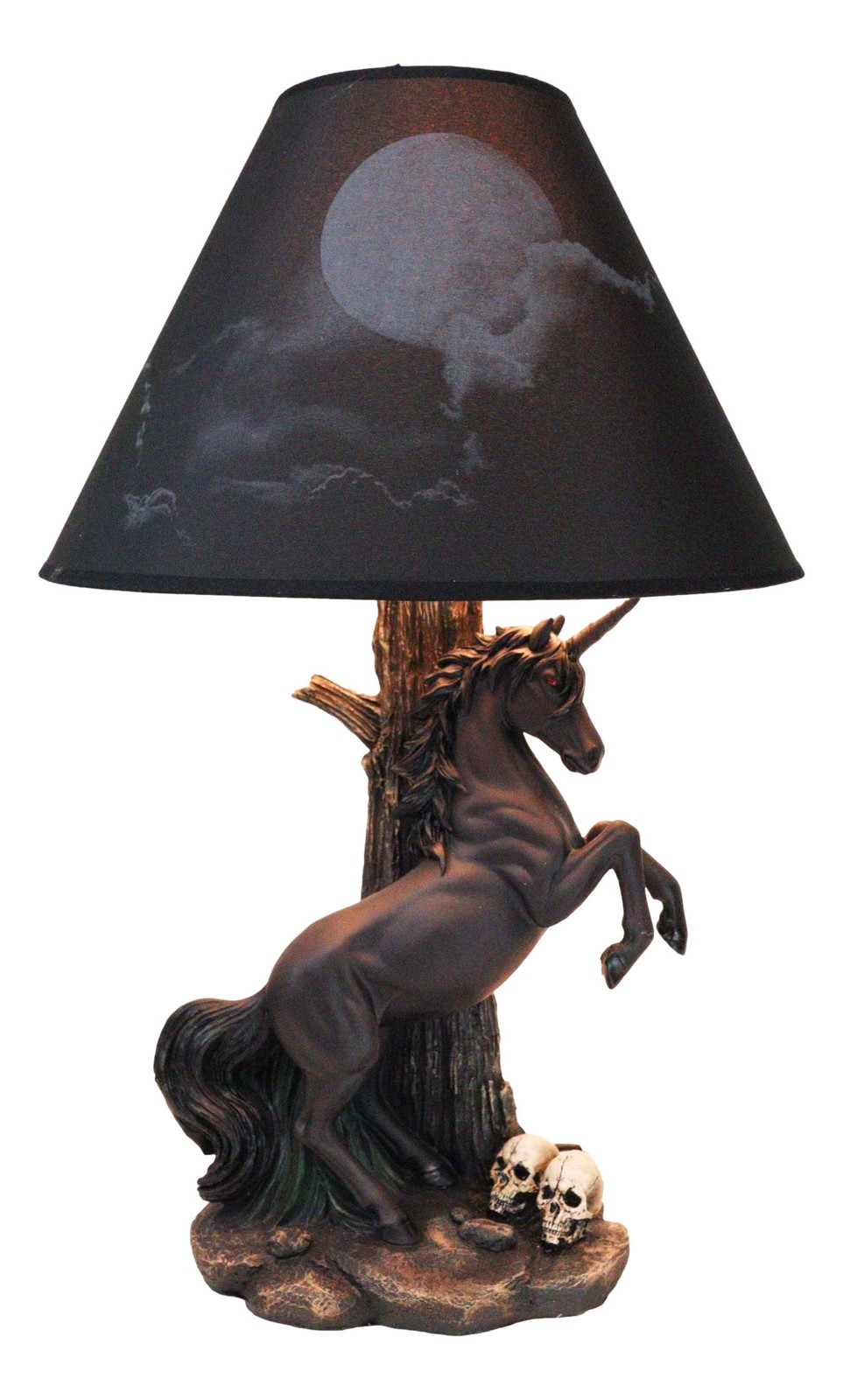 Ebros Black Unicorn Sculptural Desktop Table Lamp with Night Sky Shade 19\