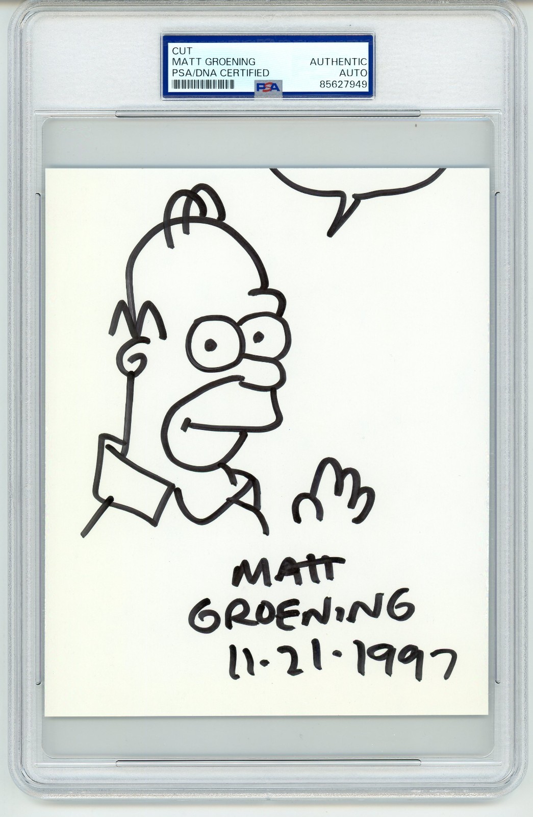 Matt Groening ~ Signed Autographed 90's Drawing of Homer Simpson ~ PSA DNA Matt Groening ~ Signed Autographed 90's Drawing of Homer Simpson ~ PSA DNA