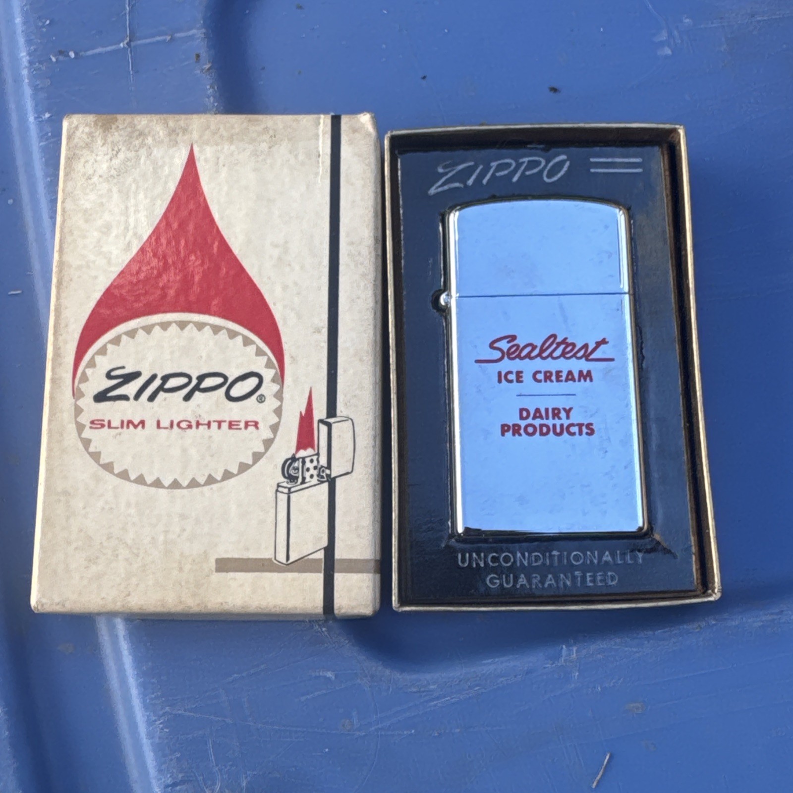 Vintage 1960s Zippo Sealtest Ice Cream and Dairy Products Slim Lighter