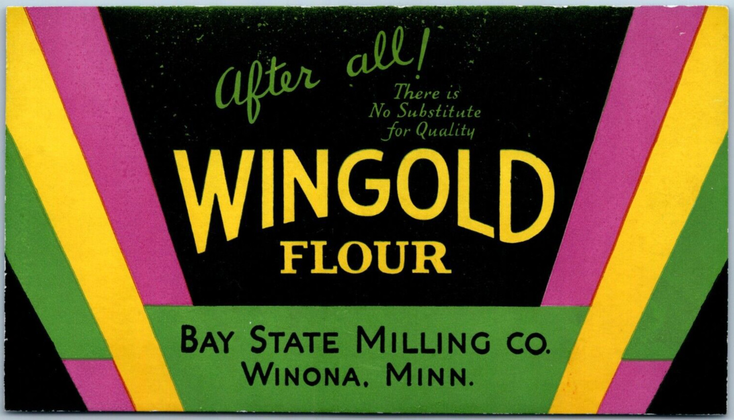 C1930s Art Deco Wingold Flour Bay State Milling Co Winona MN Advertising Blotter