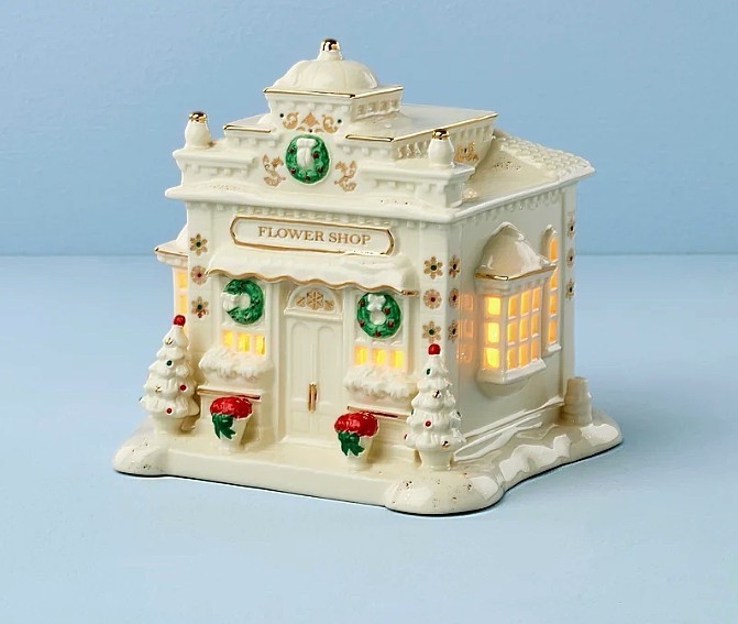 Lenox Mistletoe Park FLOWER SHOP Village Treasures LIT Figurine NEW IN BOX