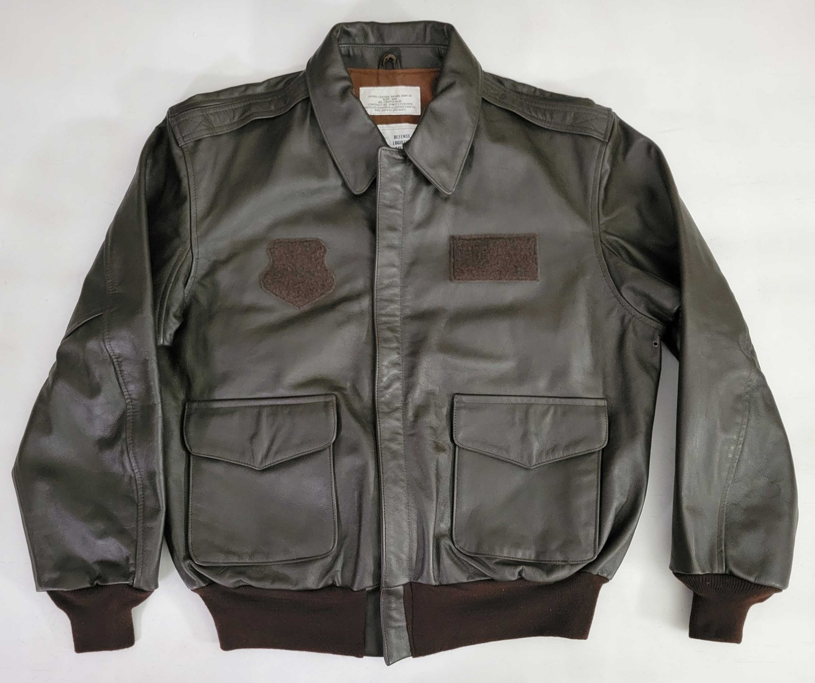 Excelled A-2 Brown Leather USAF DLA DSCP Flight Pilot Bomber Jacket Men's 46 R