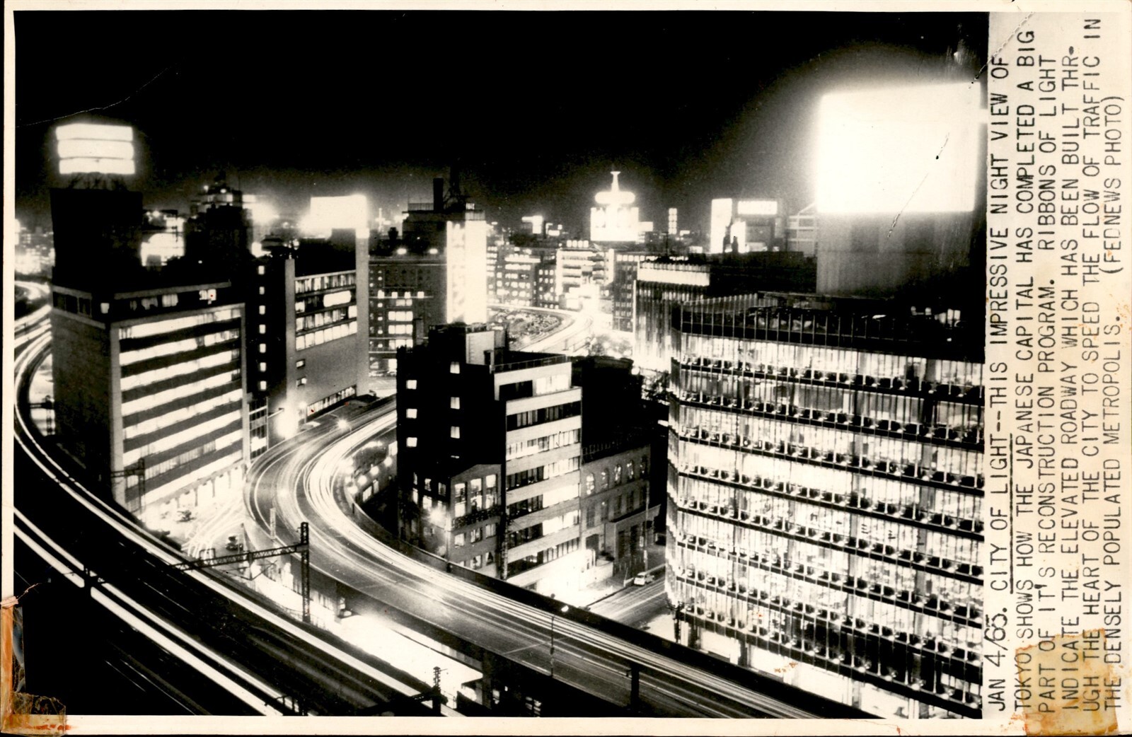 LG40 1965 FEDNEWS Wire Photo IMPRESSIVE NIGHT VIEW OF TOKYO \ LG40 1965 FEDNEWS Wire Photo IMPRESSIVE NIGHT VIEW OF TOKYO \