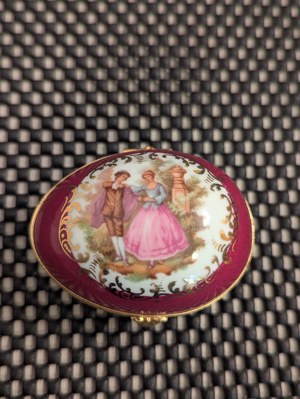 Vintage Limoges French Porcelain Egg-Shaped Trinket Box