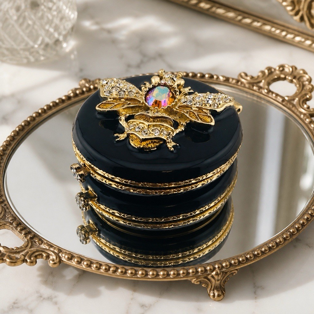Jay Strongwater Buzz Bee crystal encrusted enamel compact mirror Mint In Box Jay Strongwater Buzz Bee crystal encrusted enamel compact mirror Mint In Box