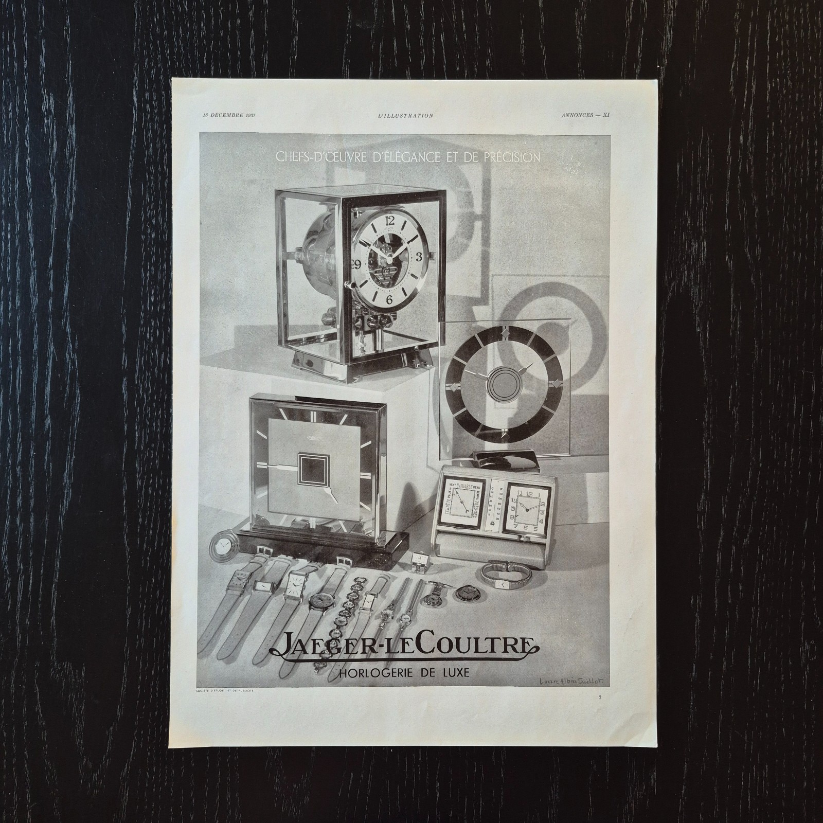 1937 Jaeger LeCoultre - Original AD Advertising 28x38 Advertising Vintage 1930s