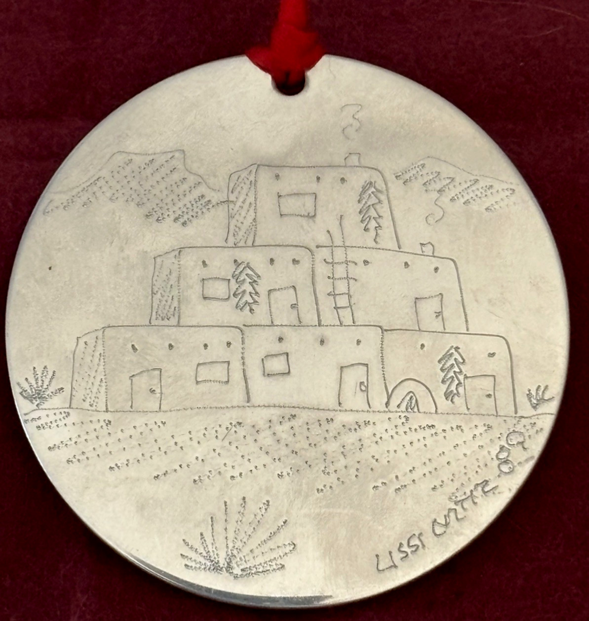 Nambé Nambe TAOS PUEBLO Christmas Ornament Lissi Ortiz Vntg Dated 1989 