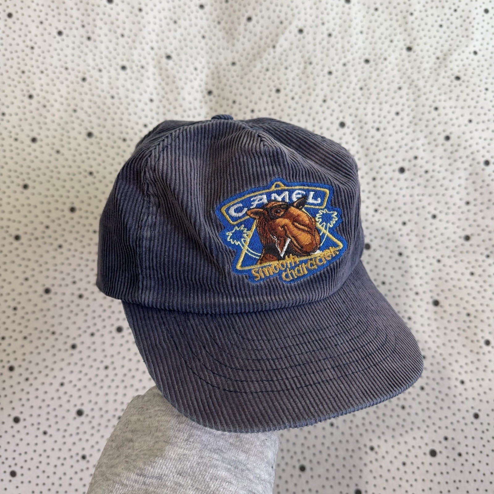 Vintage Camel Cigarettes Corduroy Snapback Hat Blue Joe Camel Faded Vintage Camel Cigarettes Corduroy Snapback Hat Blue Joe Camel Faded