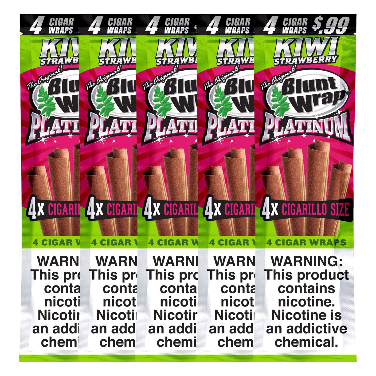 Double Platinum Wraps Kiwi Strawberry Pre-Priced .99 each (5 Pouches, 20 Wraps) Double Platinum Wraps Kiwi Strawberry Pre-Priced .99 each (5 Pouches, 20 Wraps)