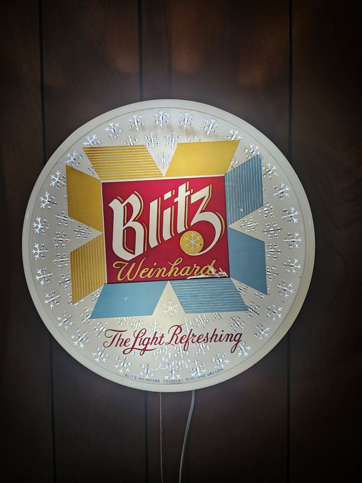 Vintage 50's Blitz Weinhard Beer Lighted Motion Sign Snowflake Works  See Video