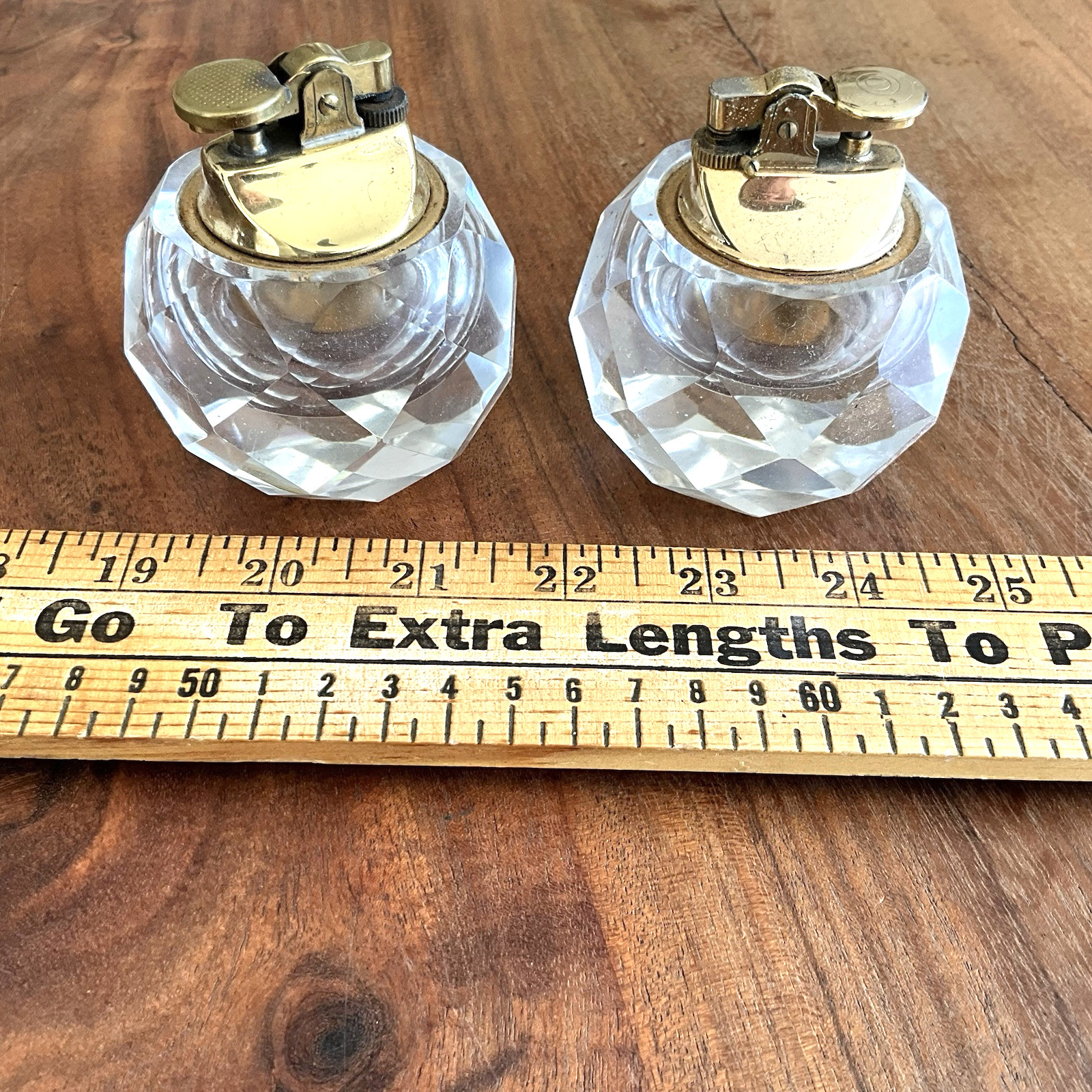 Vintage Clear Glass Tabletop Lighters Dimensional Diamond Shape Made in Japan Vintage Clear Glass Tabletop Lighters Dimensional Diamond Shape Made in Japan