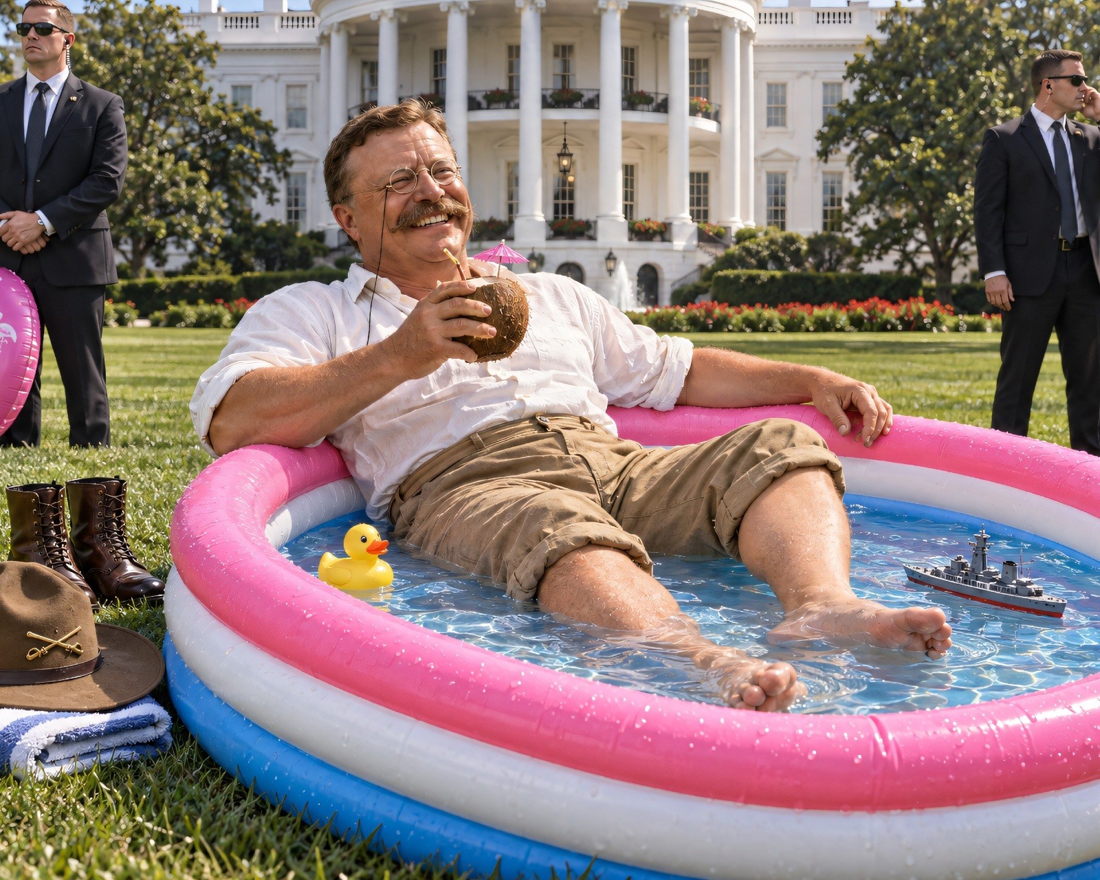Theodore Roosevelt Presidential Pool Party AI Artwork 8