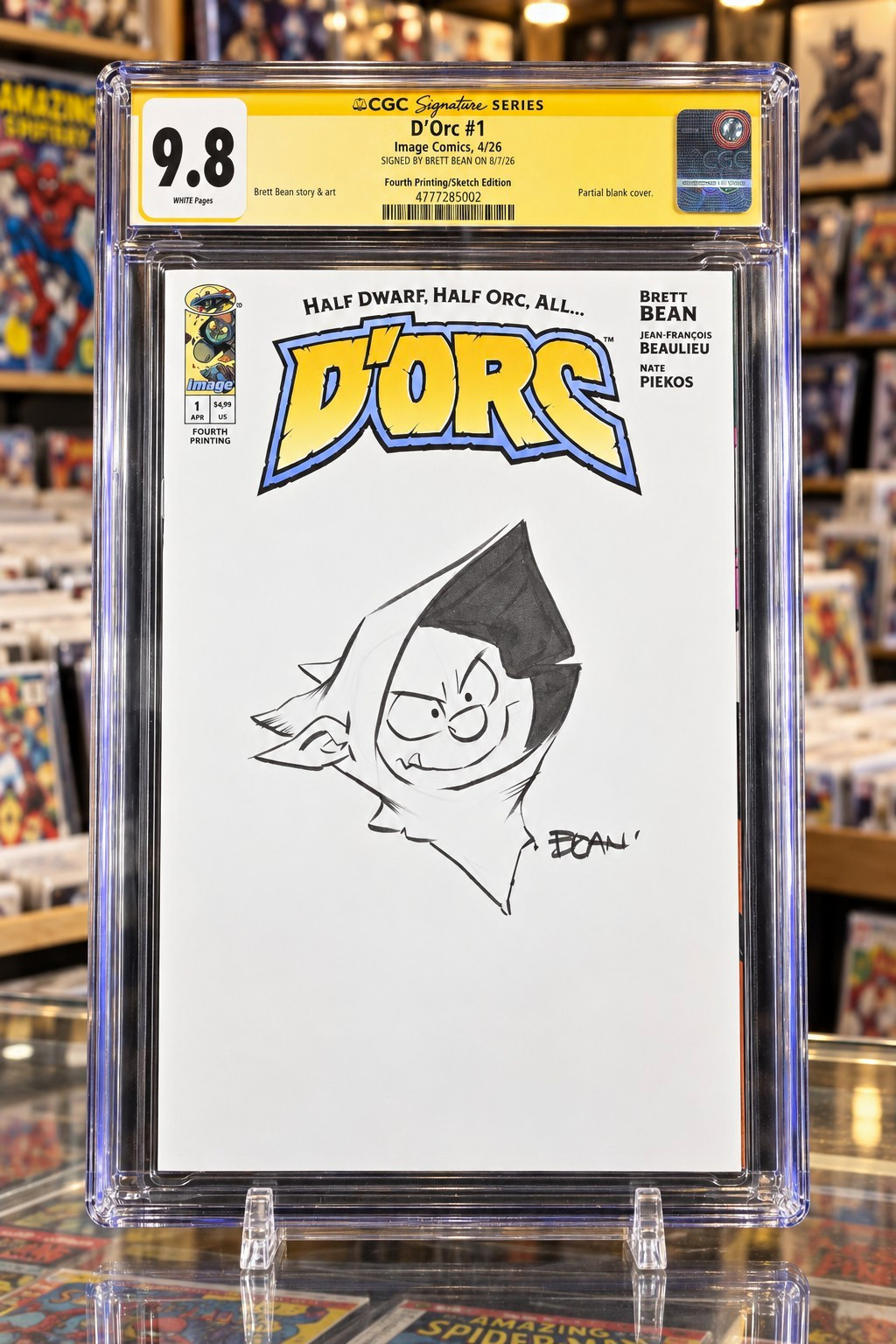 Image Comics D\'Orc #1 CGC 9.8 Signature Series Sketch Cover Signed Brett Bean