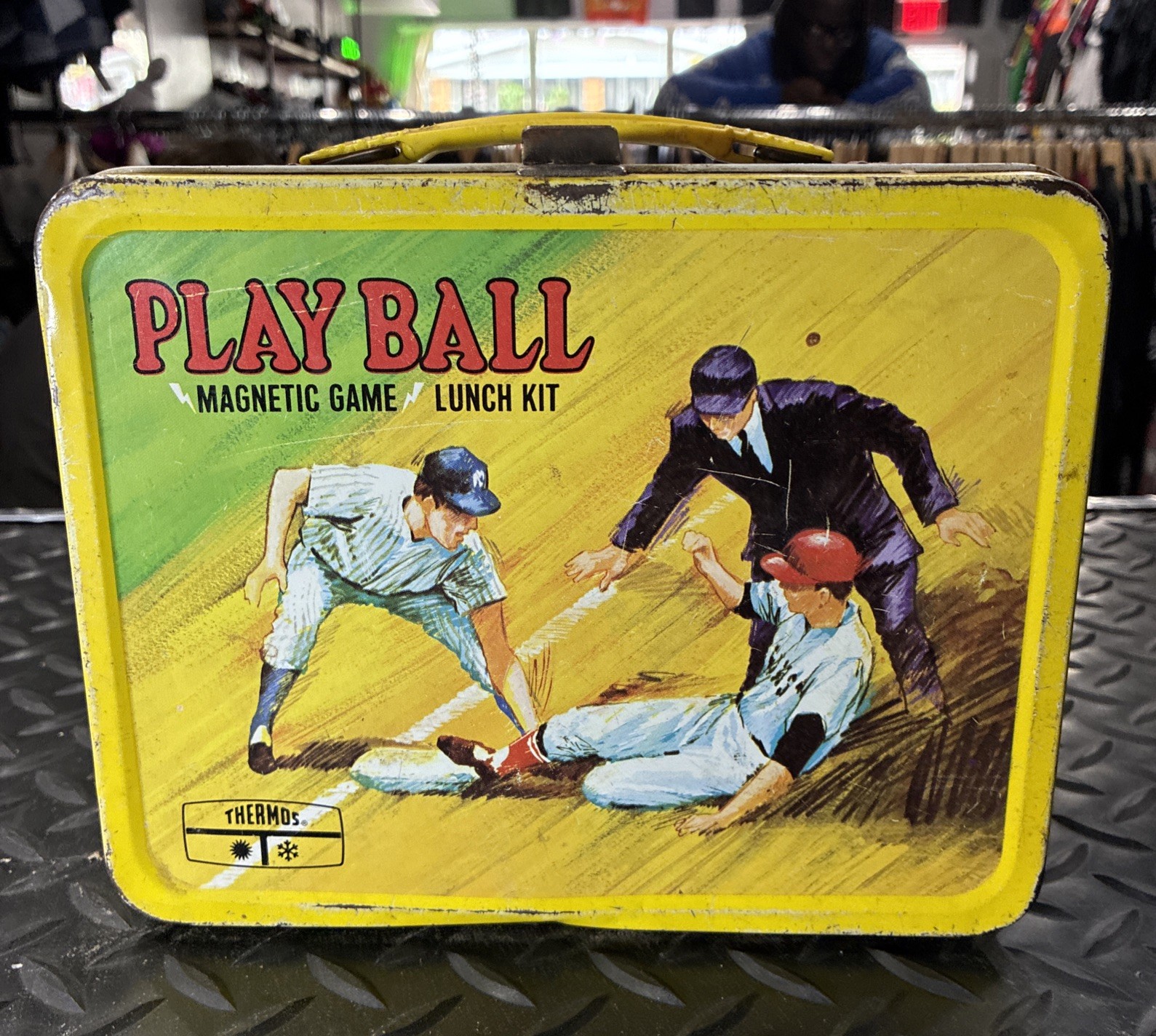 1969 Vtg King Seeley Play Ball Baseball Metal Lunch Box Magnetic Game Sports