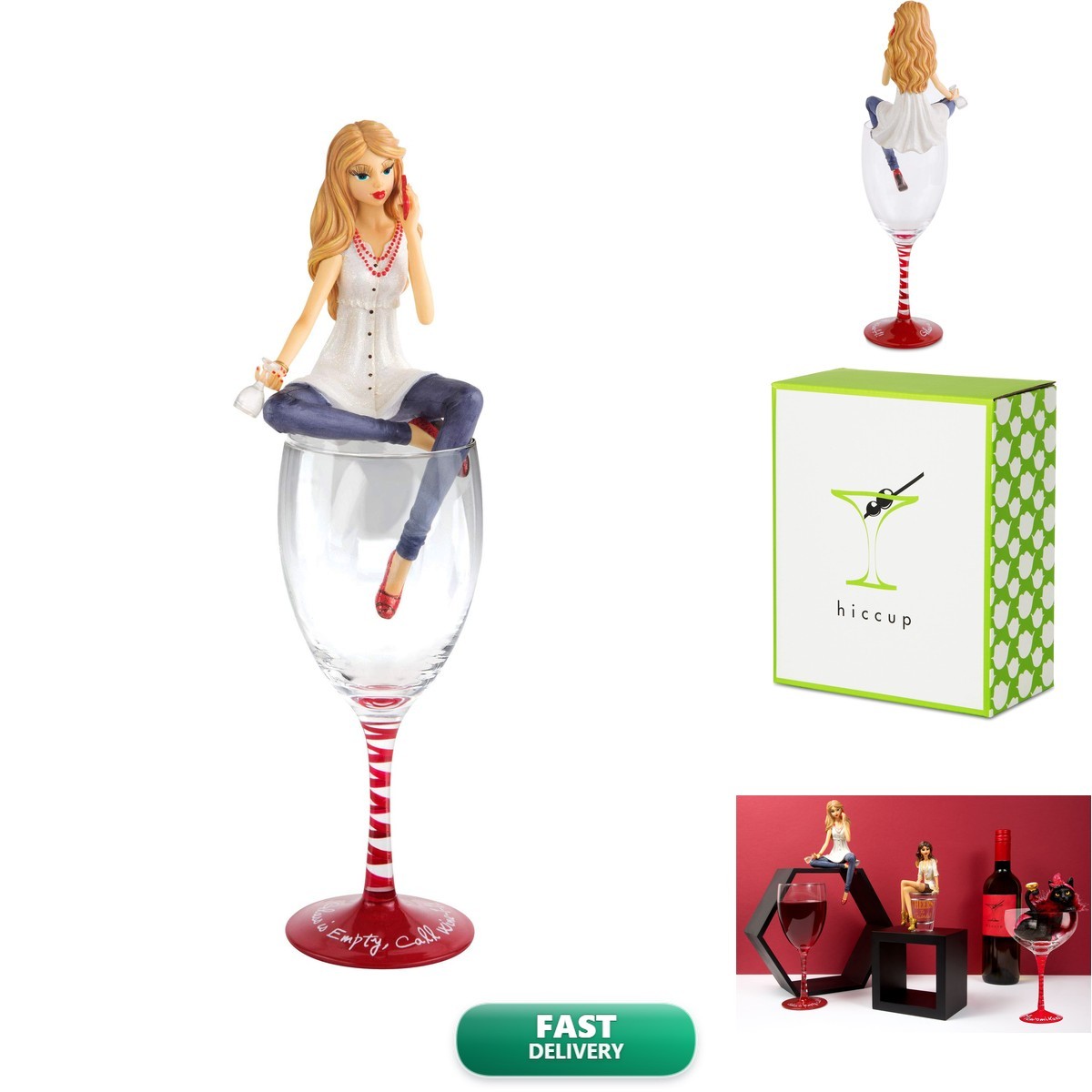 Pavilion Gift Company H2Z Tableware Hiccup Wine-1-1 Girl In Glass, 12-3/4 Pavilion Gift Company H2Z Tableware Hiccup Wine-1-1 Girl In Glass, 12-3/4