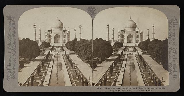 Photo:Agra India Taj Mahal 1908 Stereoscopic View Mughal Mausoleum Gardens