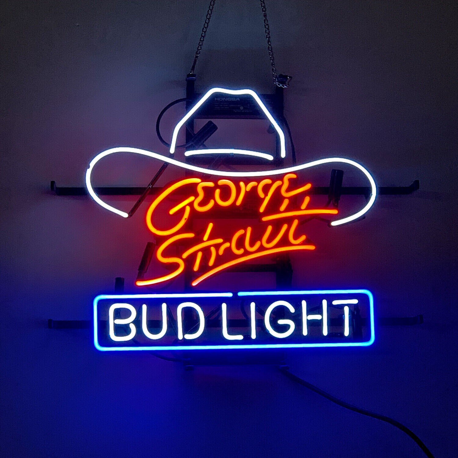 George Strait Cowboy Hat Neon Light Sign Beer Bar Real Glass Collection 24