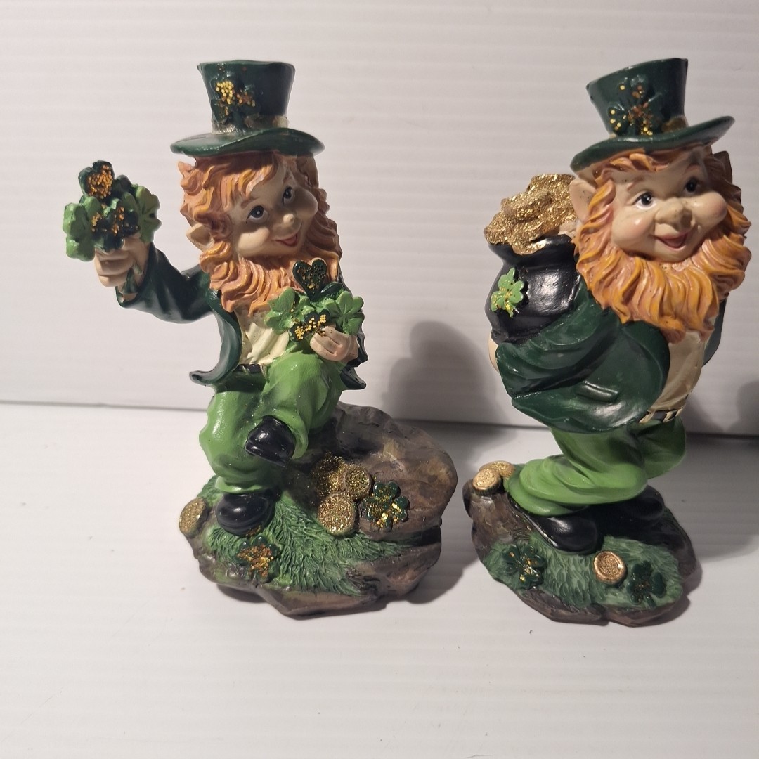 Pair Of Hand-painted Leprechauns