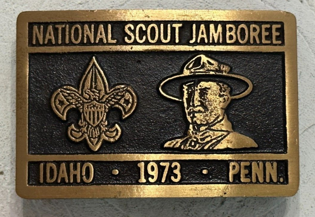 BSA Max Silber 1973 National Jamboree Boy Scout Belt Buckle EXCELLENT Condition