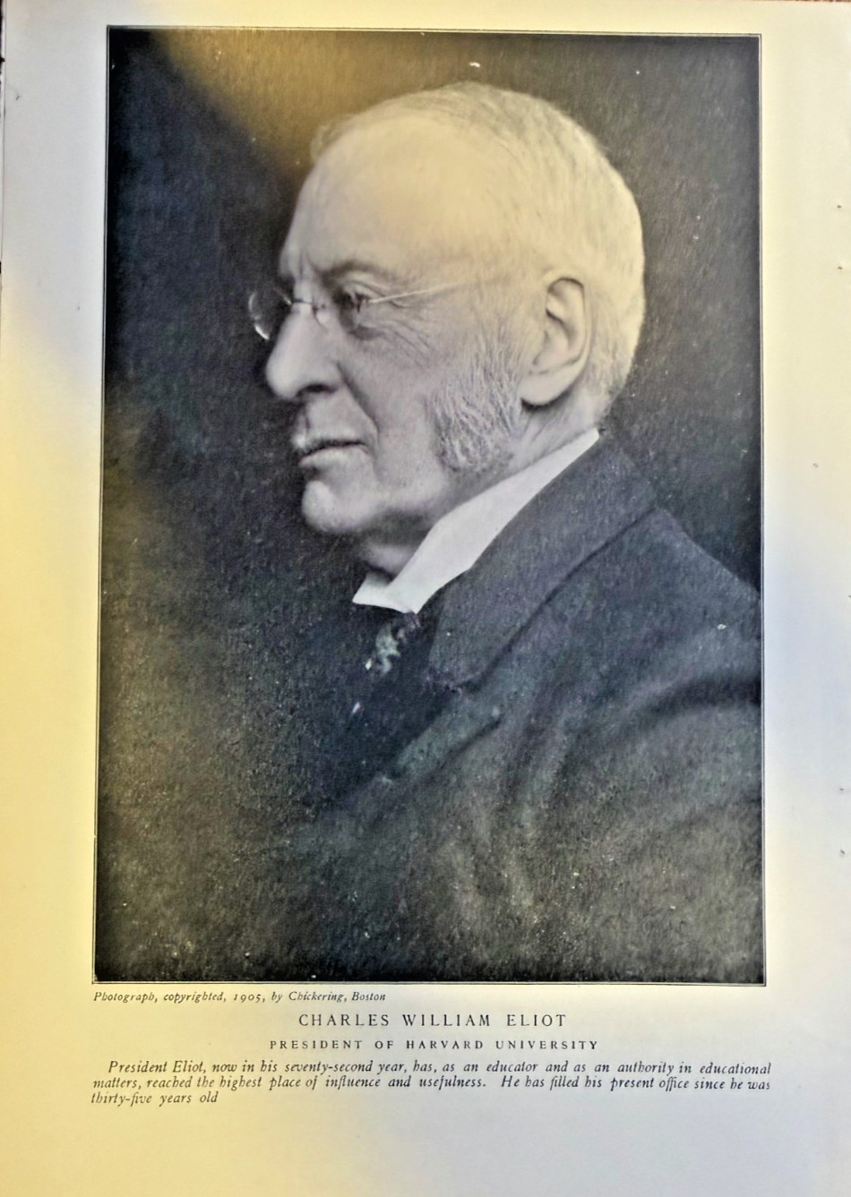 1906 Vintage Magazine Illustration Charles William Eliot President Harvard