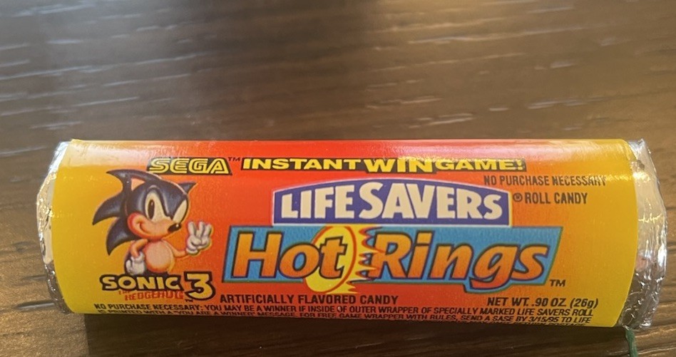 Vintage 1990’s NABISCO LIFE SAVERS SONIC THE HEDGEHOG 3 HOT RINGS  Unopened  NOS