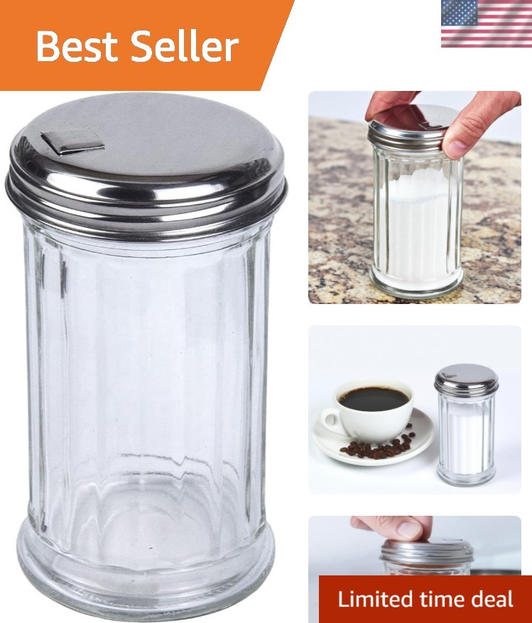 Glass Sugar Shaker Dispenser Pourer, 5.5 inch Glass Sugar Shaker Dispenser Pourer, 5.5 inch